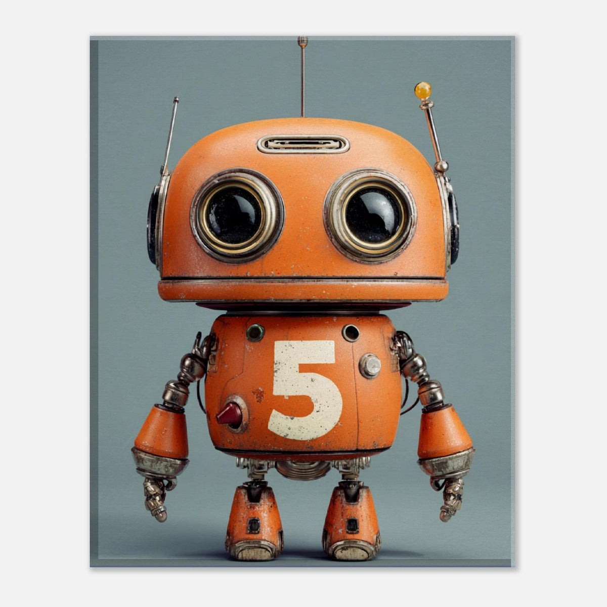 Vintage Orange Robot Canvas Wall Art - KIDSROOM WALL ART