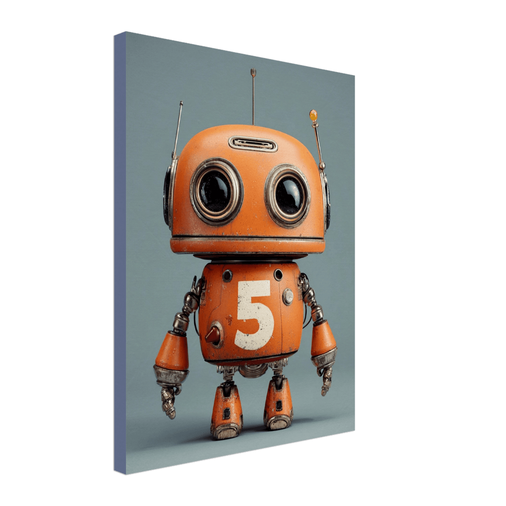 Vintage Orange Robot Canvas Wall Art - KIDSROOM WALL ART