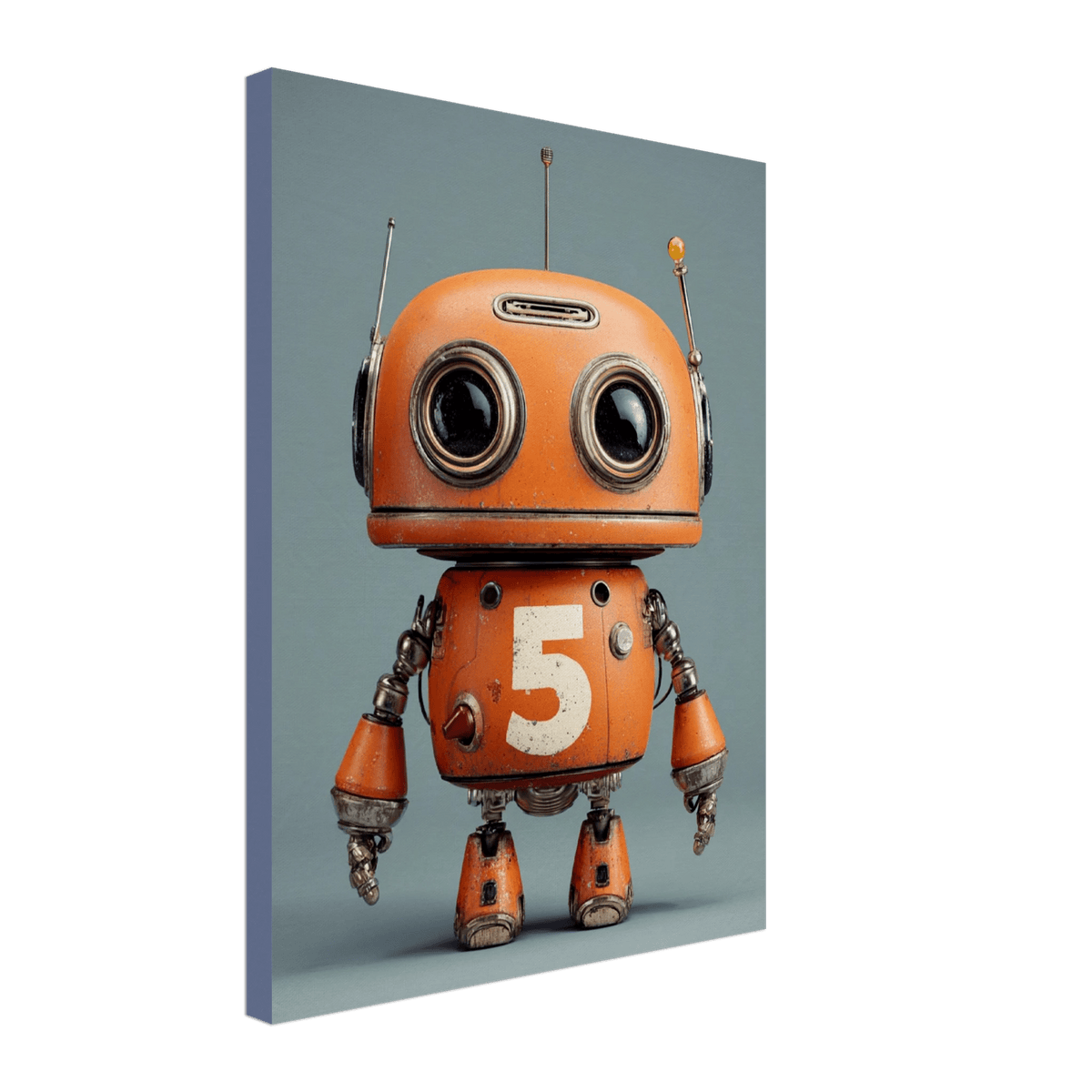Vintage Orange Robot Canvas Wall Art - KIDSROOM WALL ART