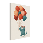 Whimsical Cat with Balloons Canvas Wall Art - KIDSROOM WALL ART