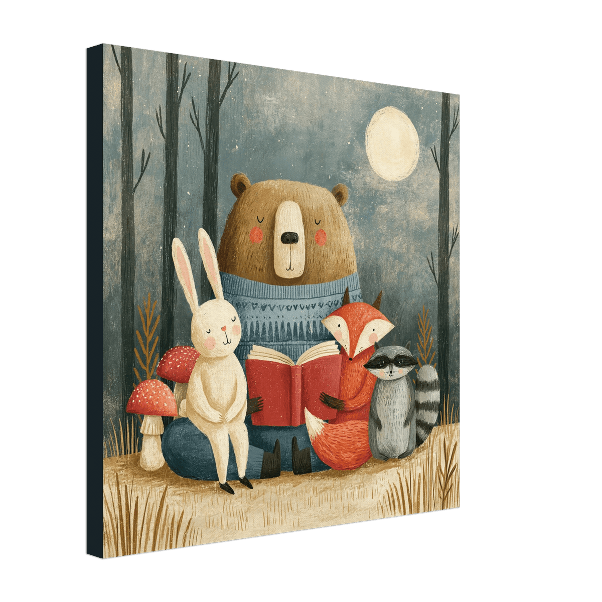 Woodland Storytime Canvas Wall Art for Kids - KIDSROOM WALL ART